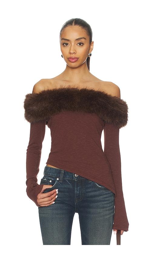 i.am.gia off shoulder top in brown. - size l (also in s, xs, m, xl)