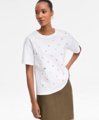 i.n.c. international concepts womens short sleeve grommet top xs 3x macys exclusive