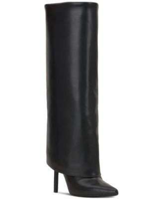 i.n.c. international concepts womens skylar fold over cuffed dress boots created for macys regular wide calf