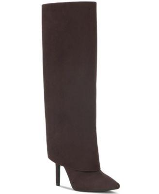 i.n.c. international concepts womens skylar fold over cuffed dress boots created for macys regular wide calf