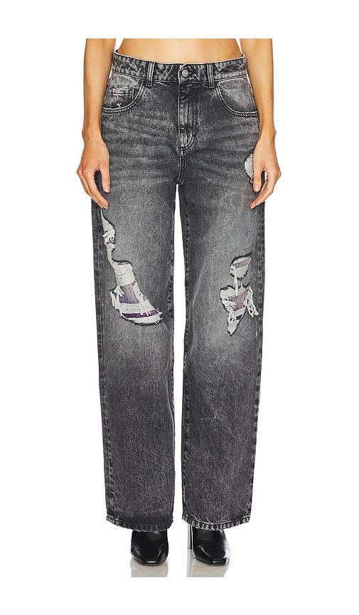 icon denim bea daddy wide leg jeans in grey. - size 24 (also in 25, 27)