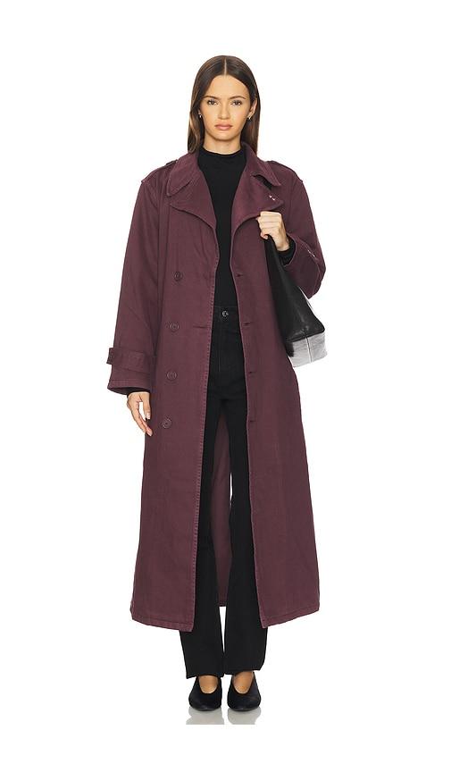icon denim snow trench coat in wine. - size s (also in xl)