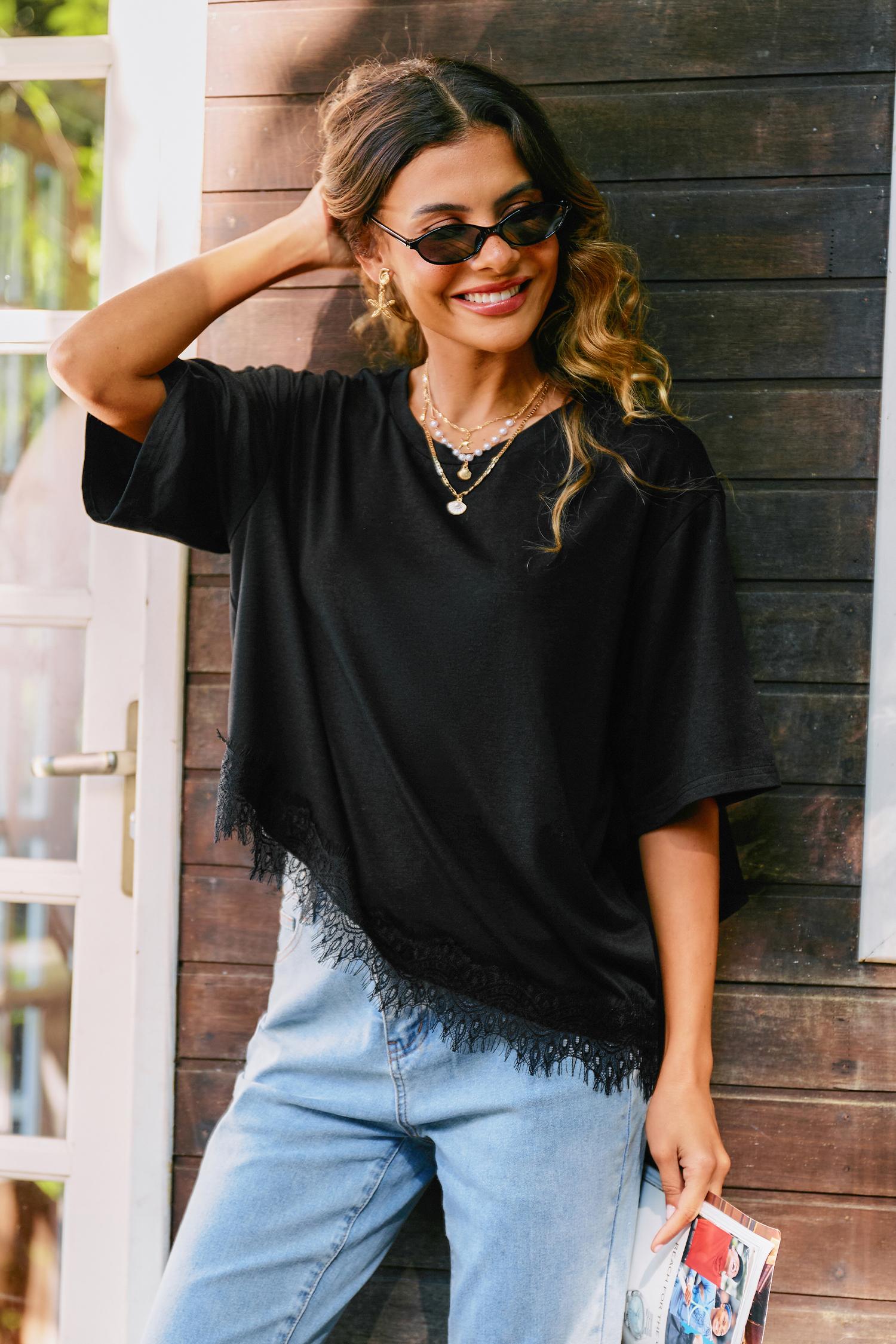 iconic black tee - l