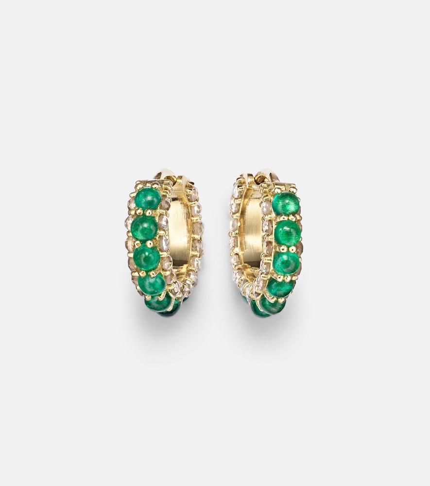 ileana makri 18kt gold hoop earrings with emeralds and diamonds