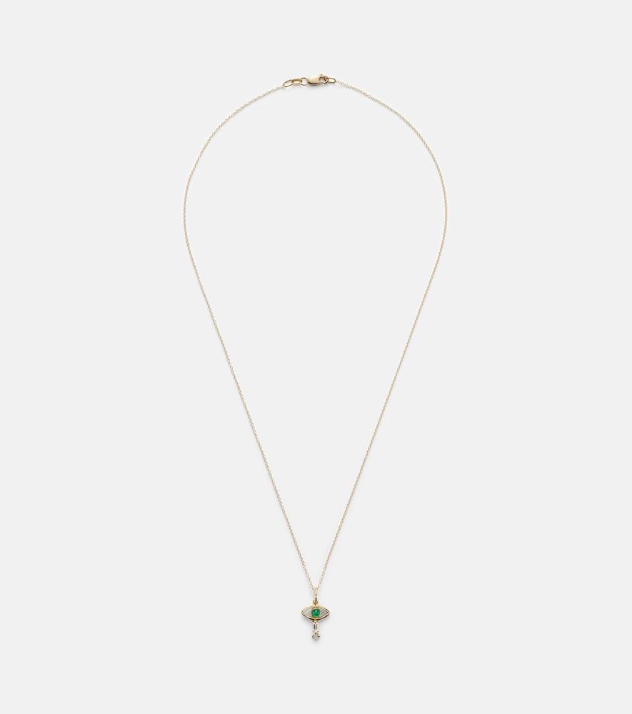 ileana makri 18kt gold necklace with emerald and diamonds