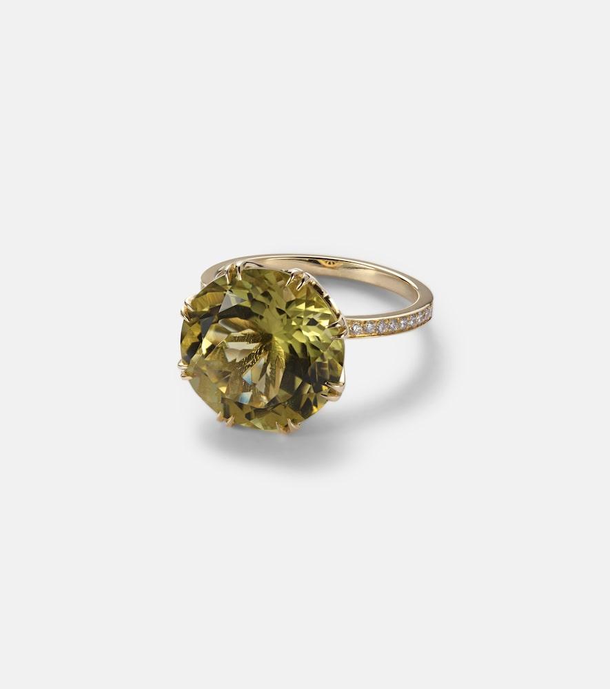 ileana makri 18kt gold ring with topaz and diamonds