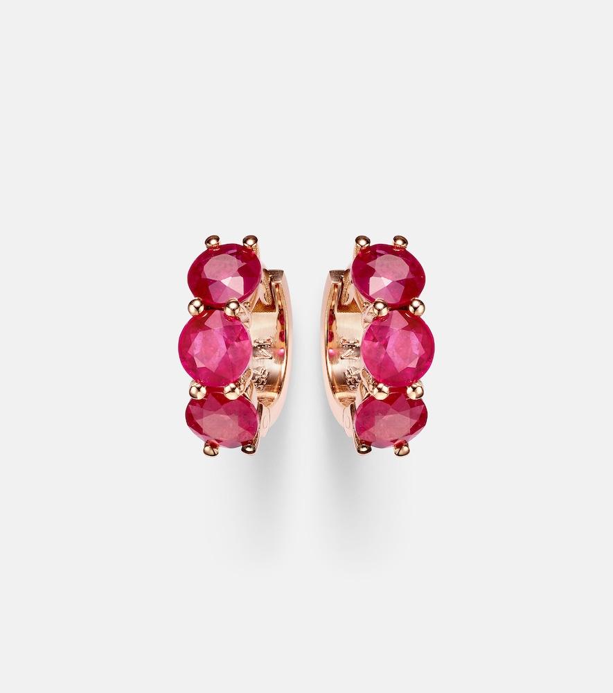 ileana makri 18kt rose gold hoop earrings with rubies