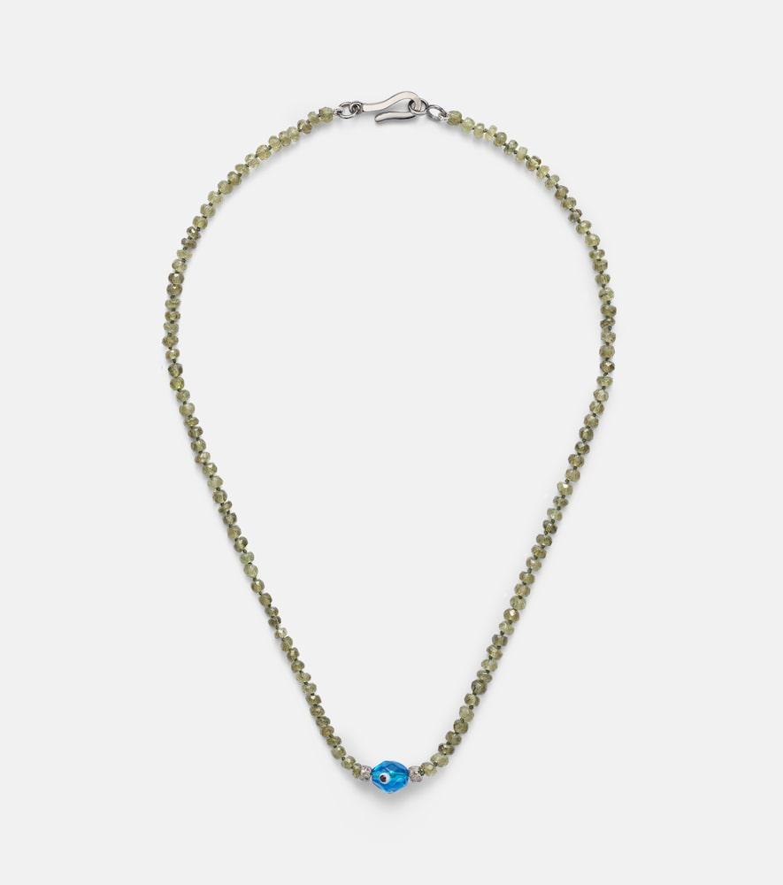 ileana makri 9kt white gold and sterling silver beaded necklace with garnets and diamonds