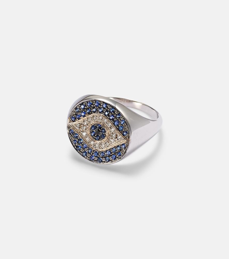 ileana makri dawn chevalier 18kt gold ring with diamonds and sapphires