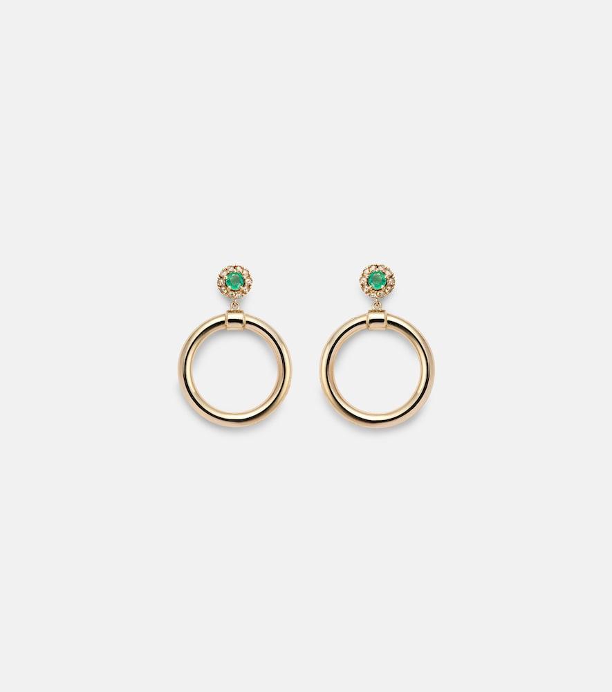 ileana makri endless 18kt gold hoop earrings with emeralds and diamonds