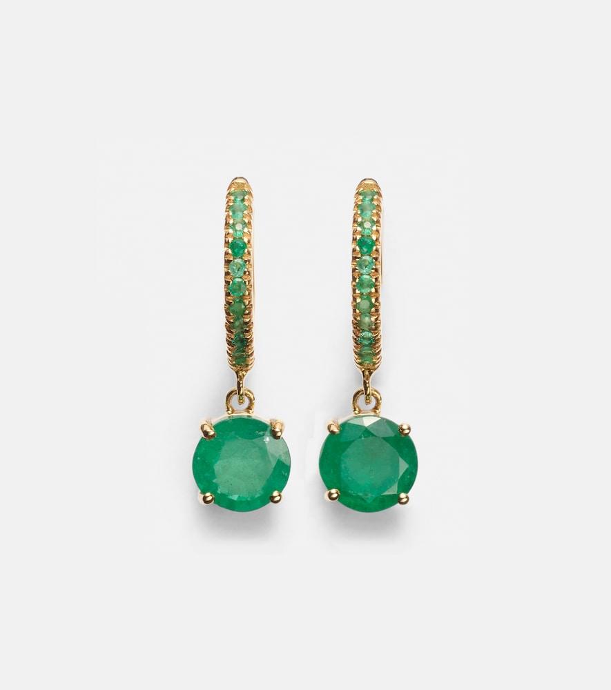 ileana makri grass seed 18kt gold hoop earrings with emeralds