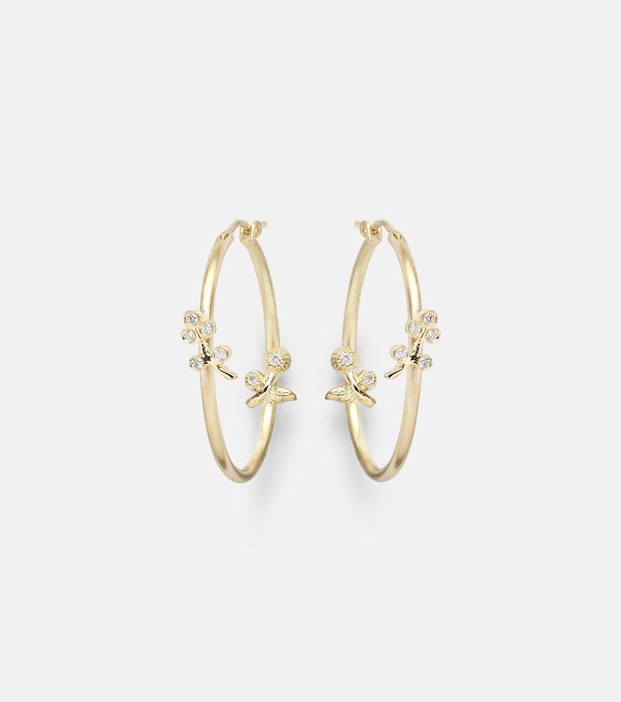 ileana makri lavender medium 18kt gold hoop earrings with diamonds