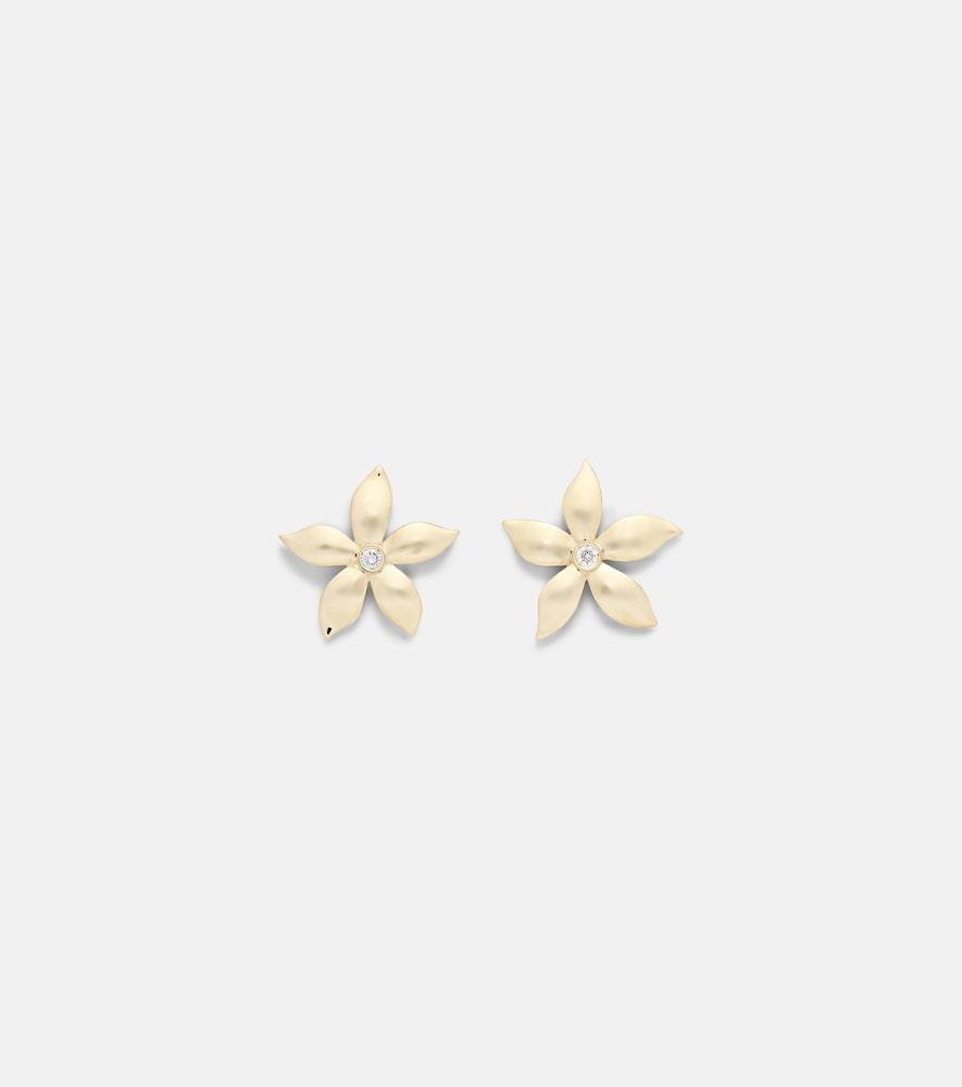 ileana makri waterfall flower 18kt gold earrings with diamonds