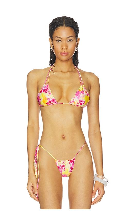 indah bongo tiny triangle halter bikini top in pink. - size l (also in m, s, xs)