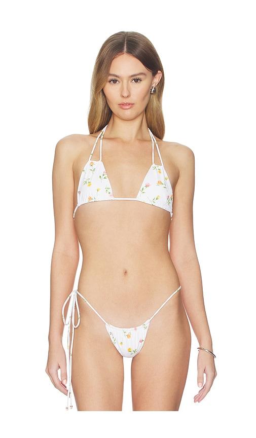 indah bongo triangle bikini top in white. - size l (also in s)
