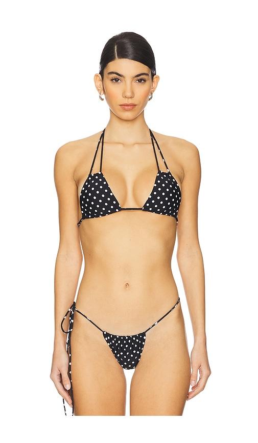 indah bongo triangle halter bikini top in black. - size m (also in s)