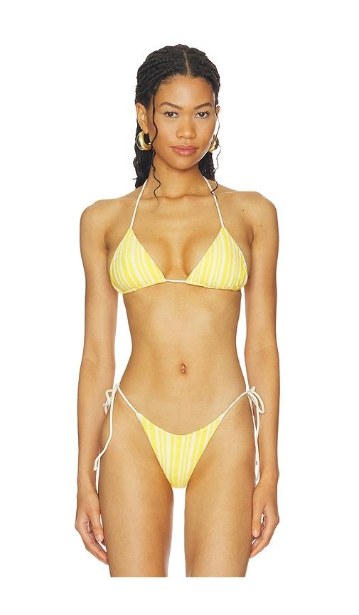 indah calista triangle halter bikini top in yellow. - size l (also in m, s, xs)