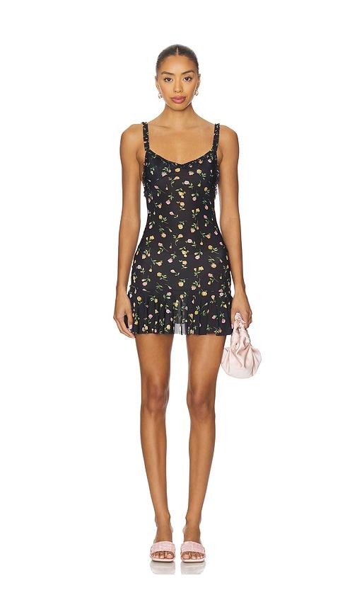 indah camilla mini dress with ruffles in black. - size l (also in s)