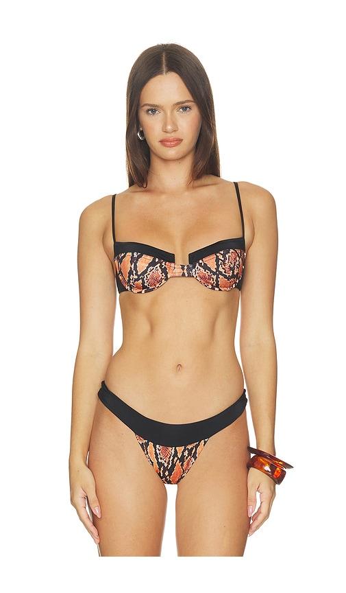 indah fiona printed underwire bikini top in brown. - size m (also in xs, s)