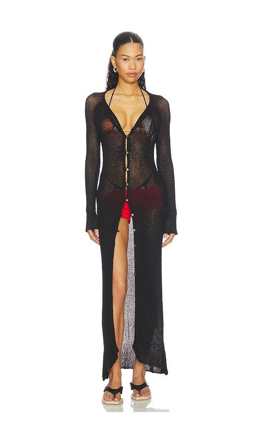indah jolene button front duster in black. - size l (also in m, xs)