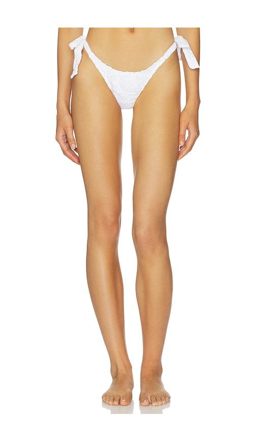indah terra side tie bikini bottom in white. - size m (also in s)