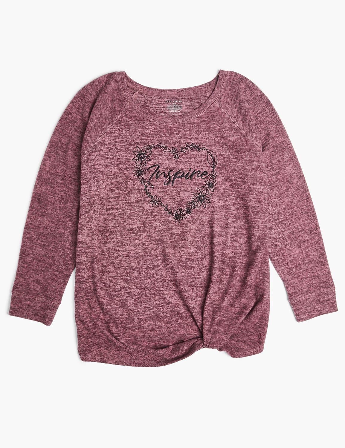inspire twist-front graphic top