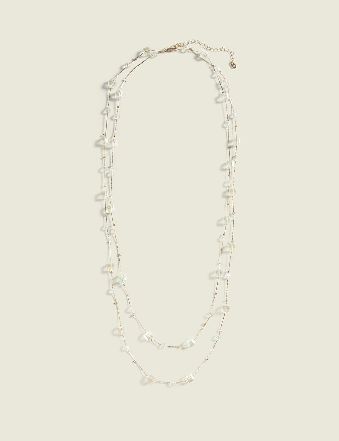iridescent beaded multi-row necklace