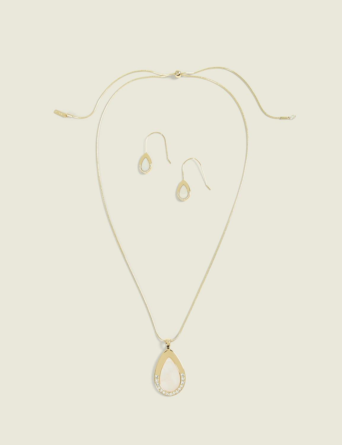 iridescent teardrop necklace & earring set
