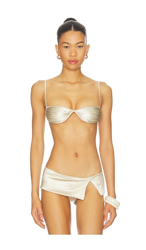 isa boulder fawning bikini top in metallic neutral. - size s (also in xl)