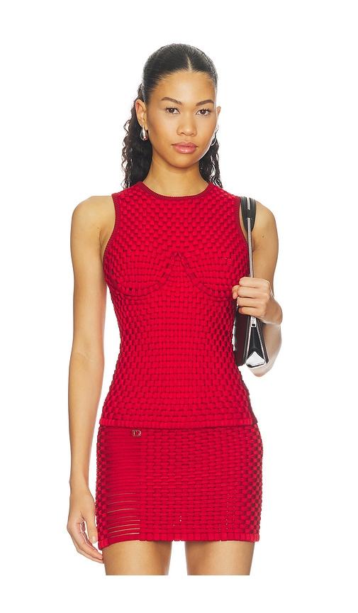 isa boulder woven tight tank top in red. - size l (also in xs, s, m)
