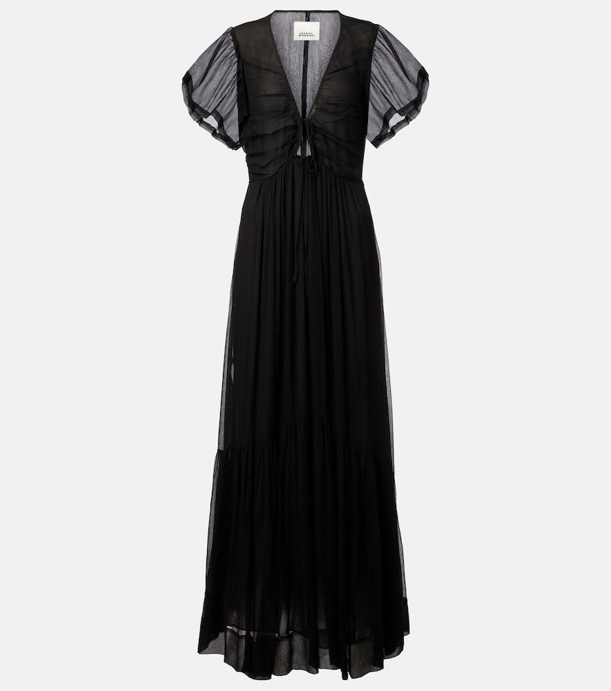 isabel marant agathe gathered silk maxi dress