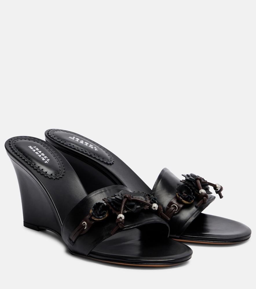 isabel marant anee embellished leather wedge mules