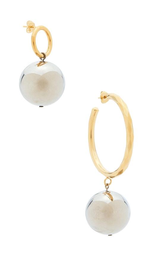 isabel marant asymmetric earrings in metallic silver.