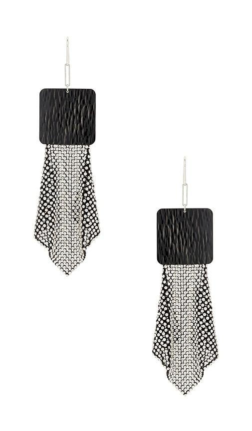isabel marant ava long earrings in metallic silver.