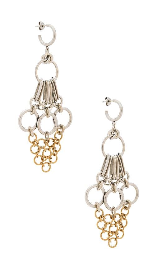 isabel marant awar long earrings in metallic silver.