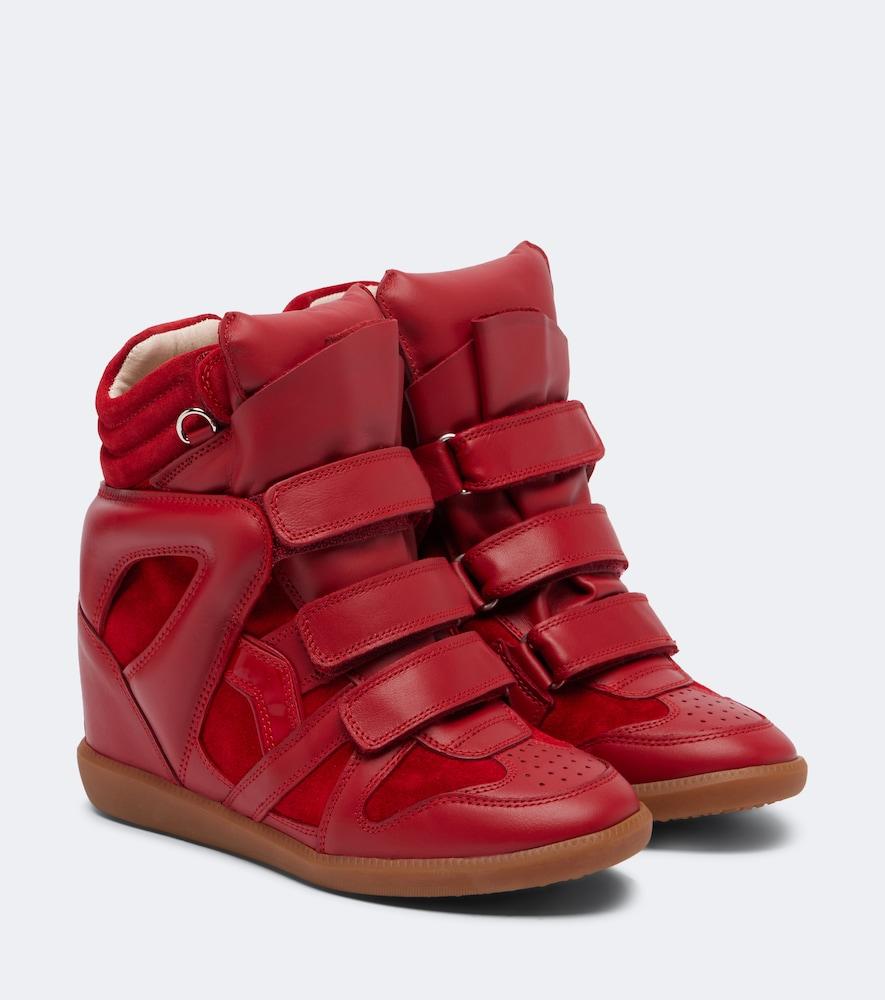 isabel marant beckett leather and suede wedge sneakers