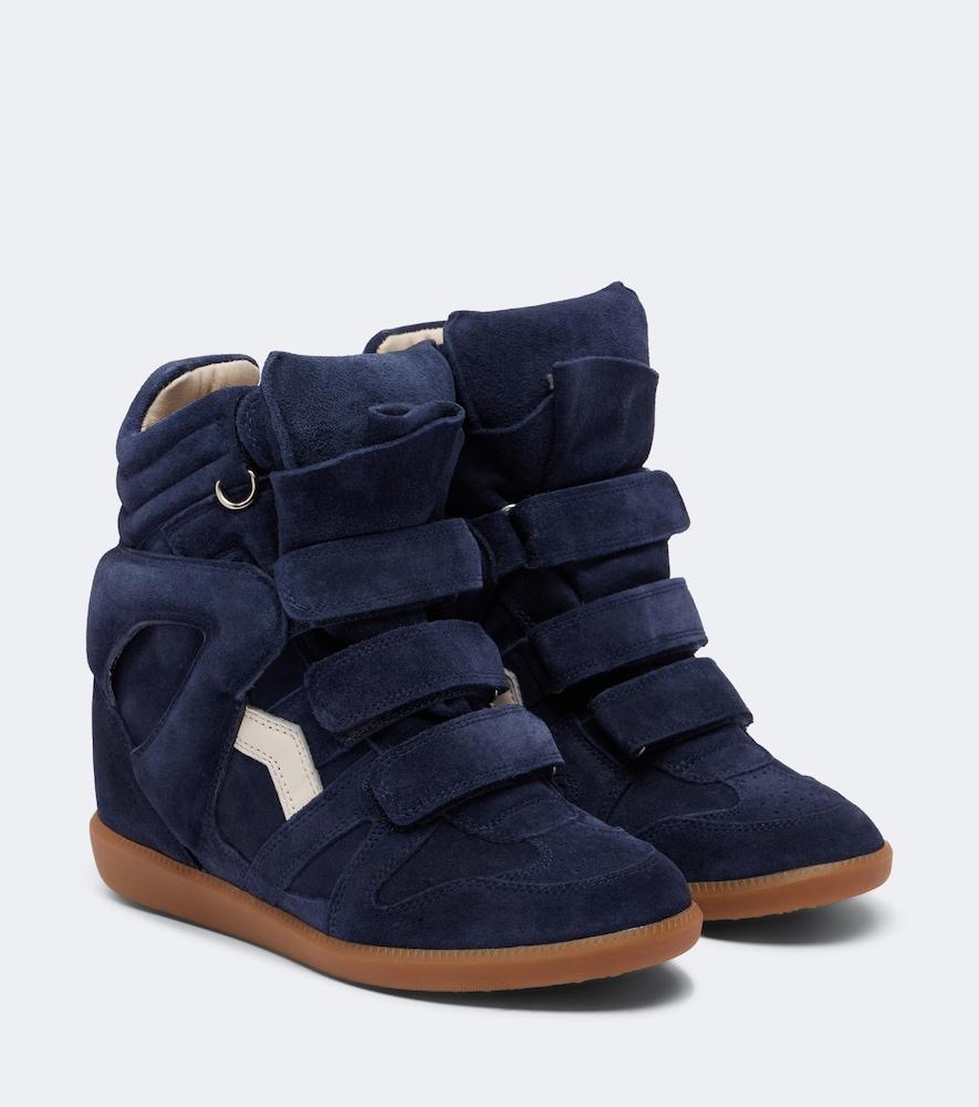 isabel marant beckett leather and suede wedge sneakers