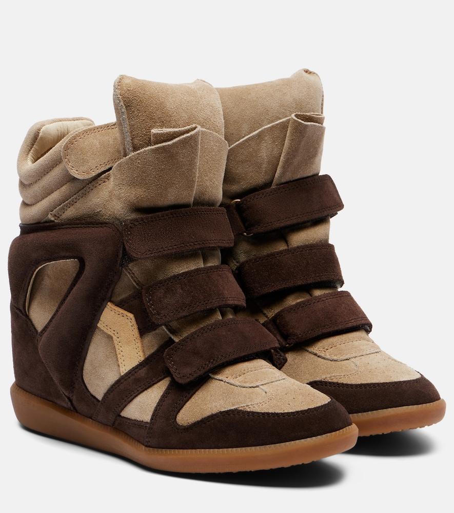 isabel marant bekett leather and suede wedge sneakers