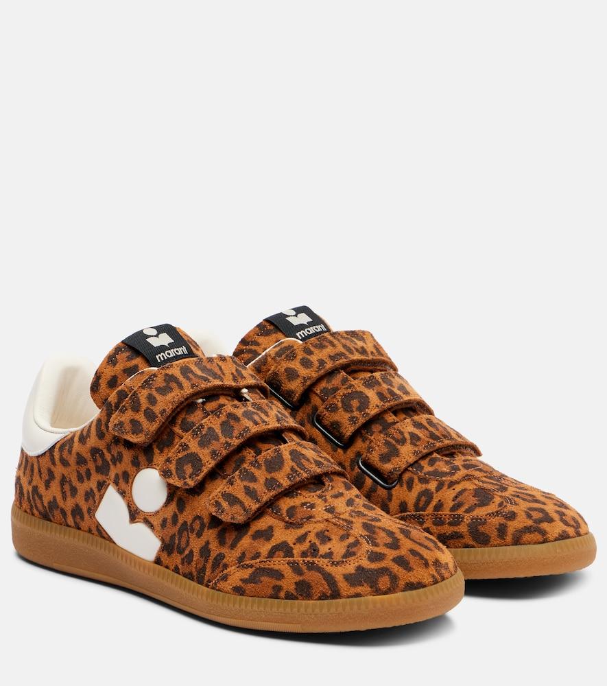 isabel marant beth leopard-print suede sneakers