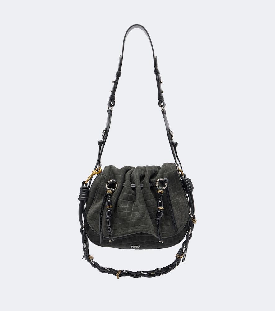 isabel marant bolton small croc-effect suede shoulder bag