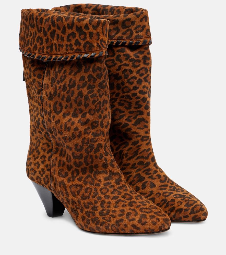 isabel marant dalby 55 leopard-print suede ankle boots
