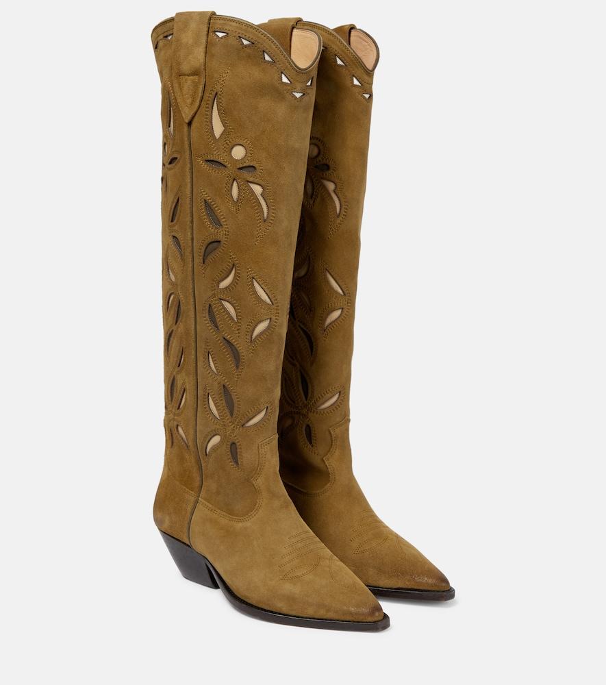 isabel marant denvee suede knee-high cowboy boots