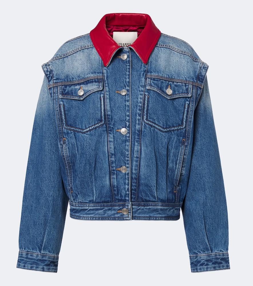 isabel marant devyn leather-trimmed denim jacket