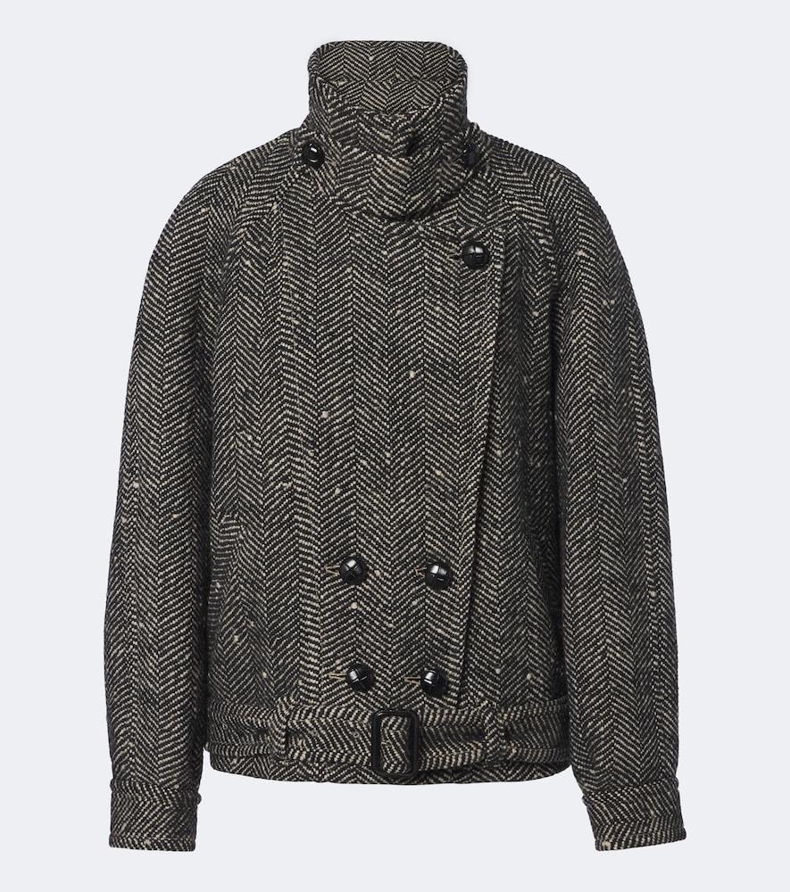 isabel marant elvane herringbone wool peacoat