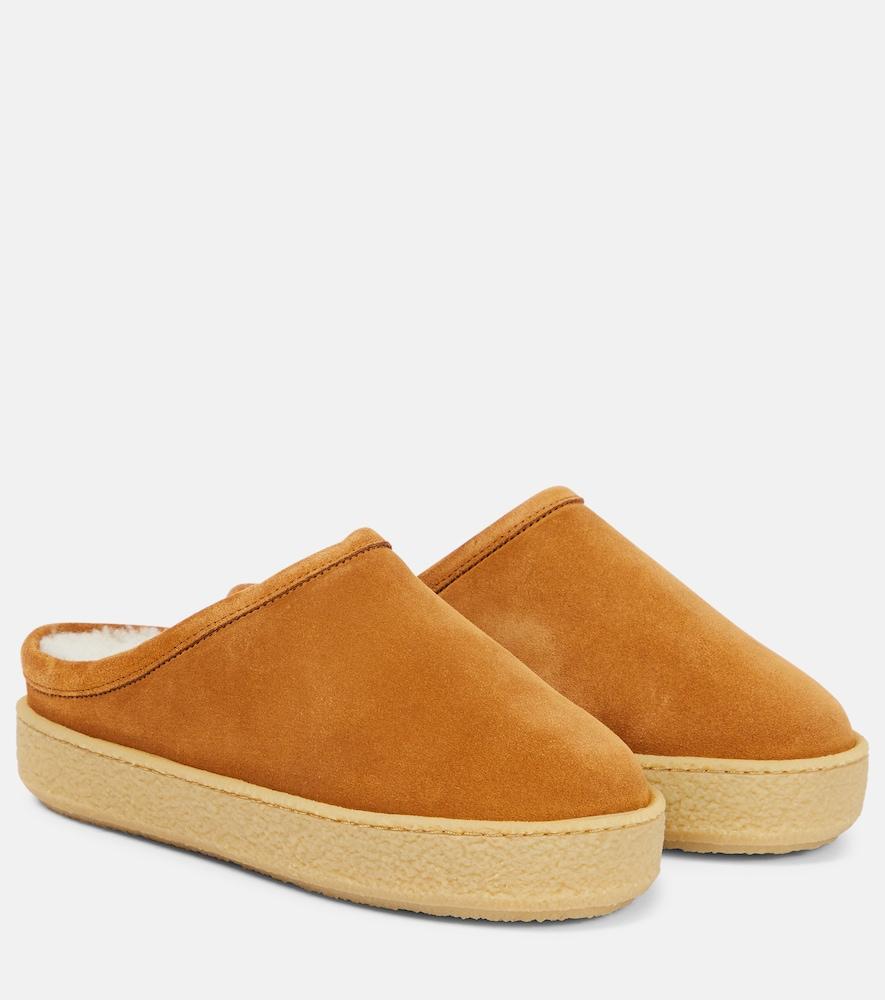 isabel marant fozee shearling-lined suede slippers