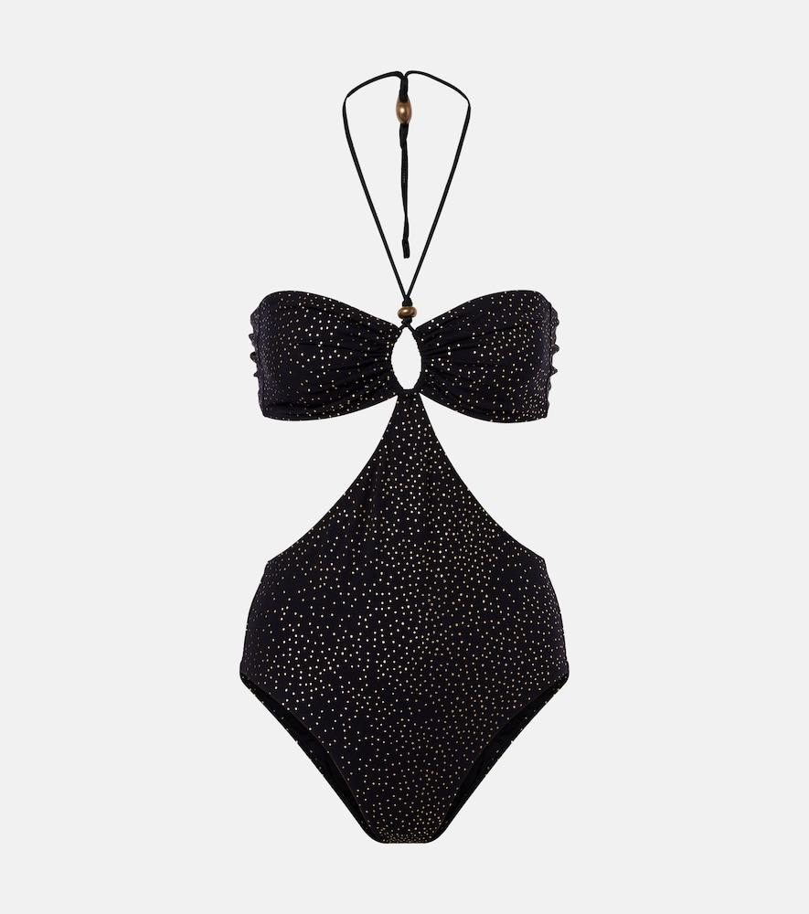 isabel marant idoya polka-dot cutout swimsuit