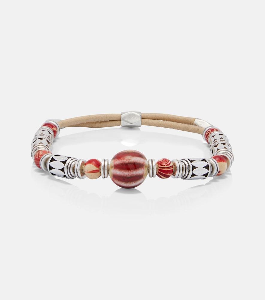 isabel marant janis beaded metal and leather bracelet