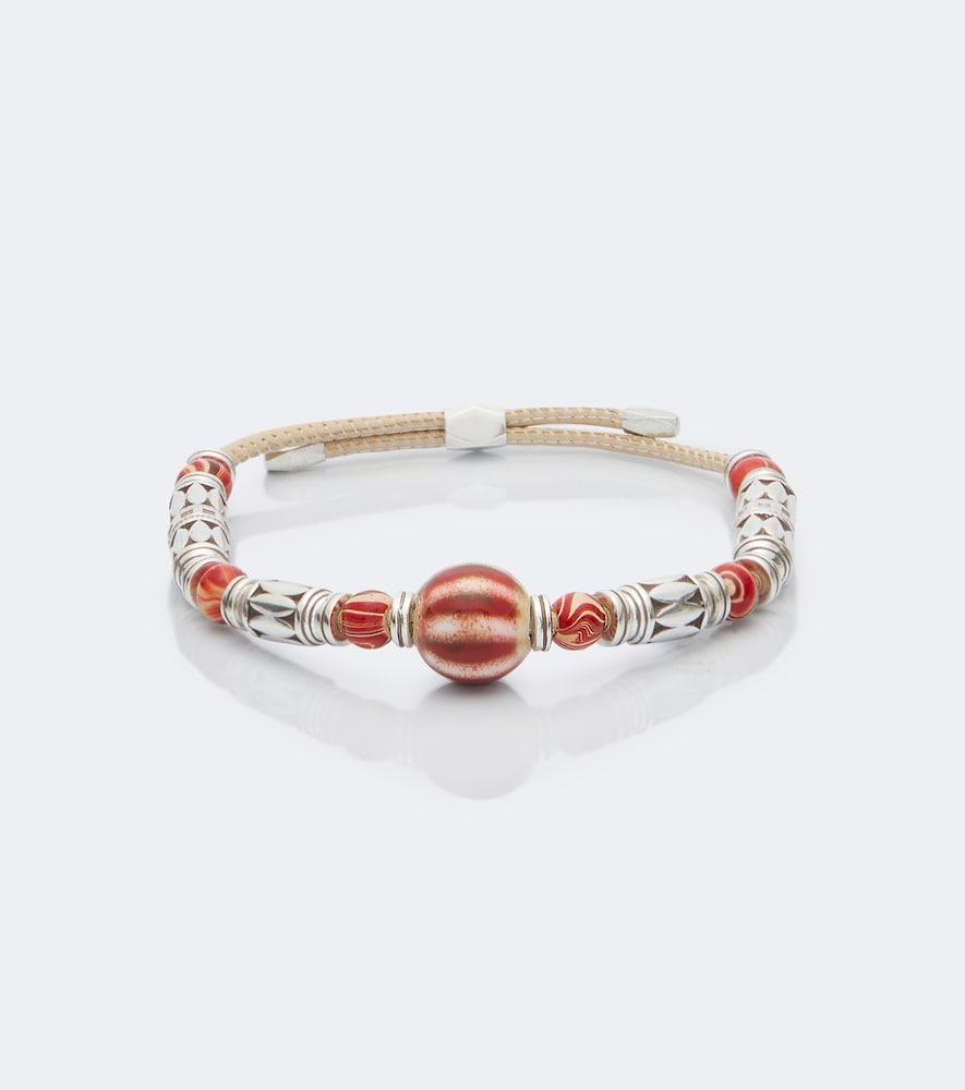 isabel marant janis beaded metal and leather bracelet