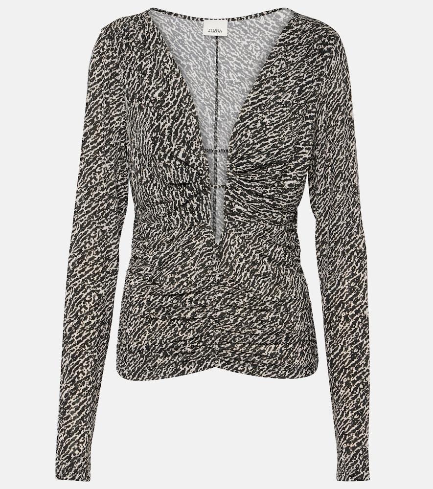 isabel marant laura printed ruched jersey top