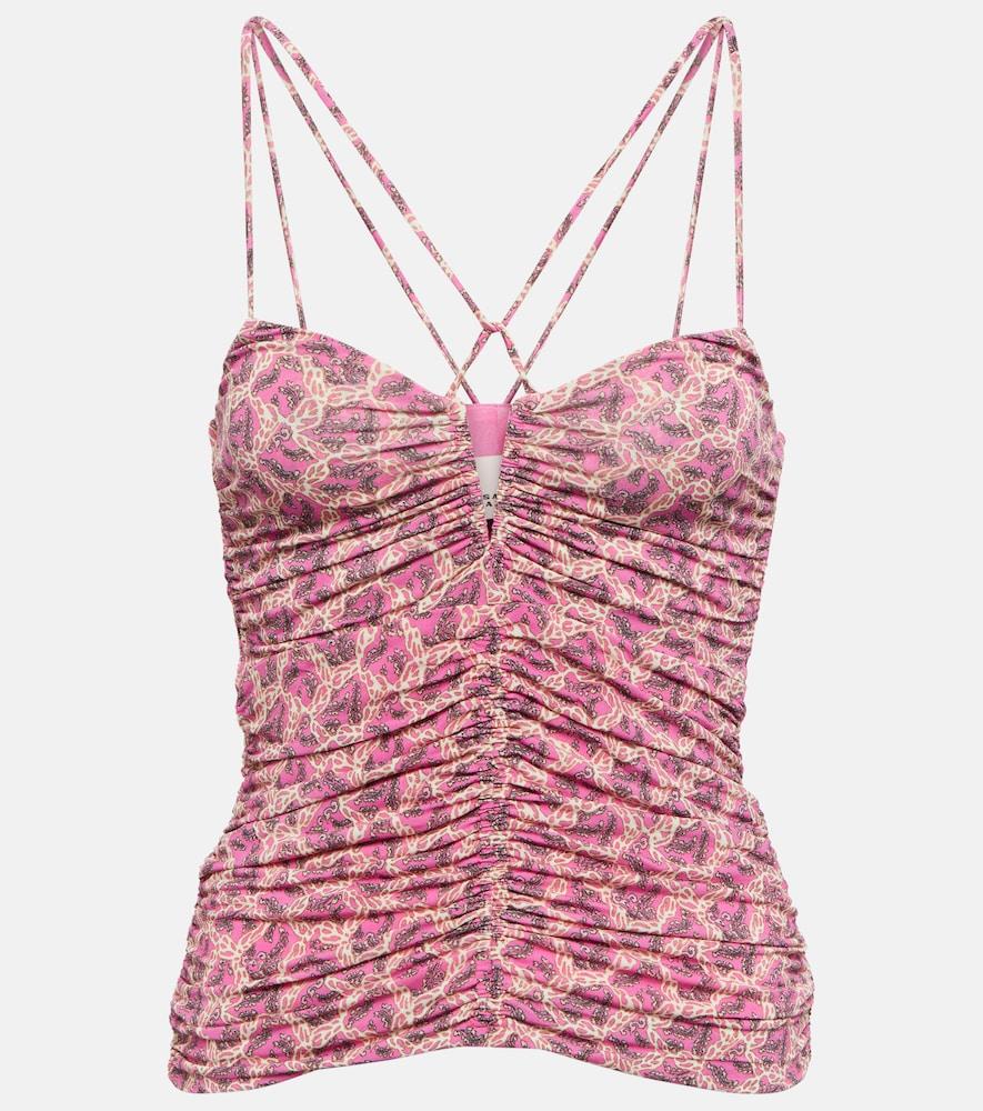 isabel marant leila printed ruched jersey top